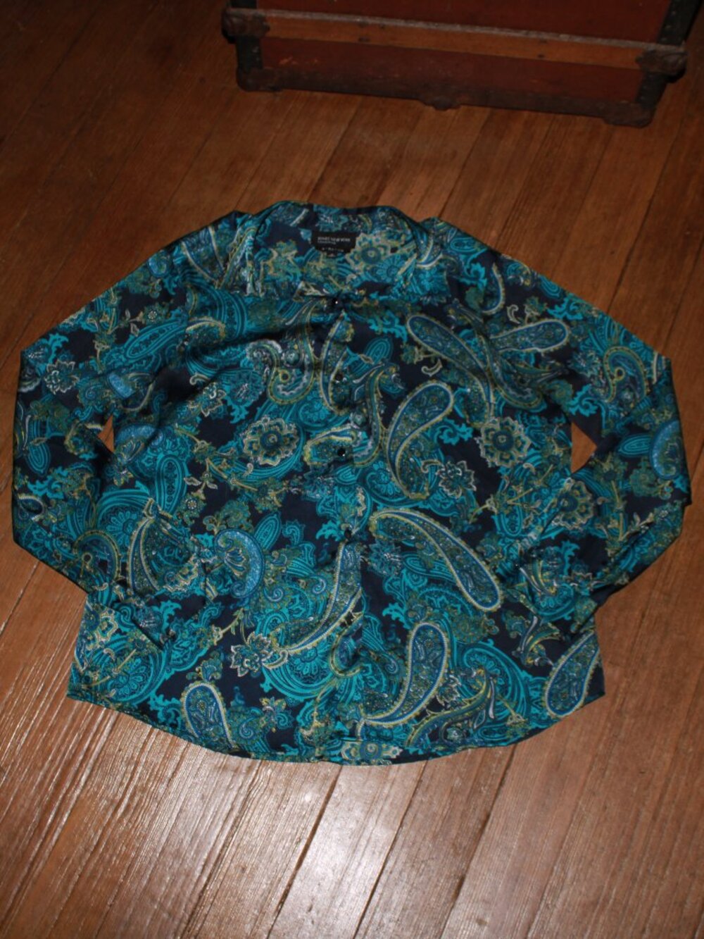 Jones New York Collection Stretch Paisley Print Button Down Shirt